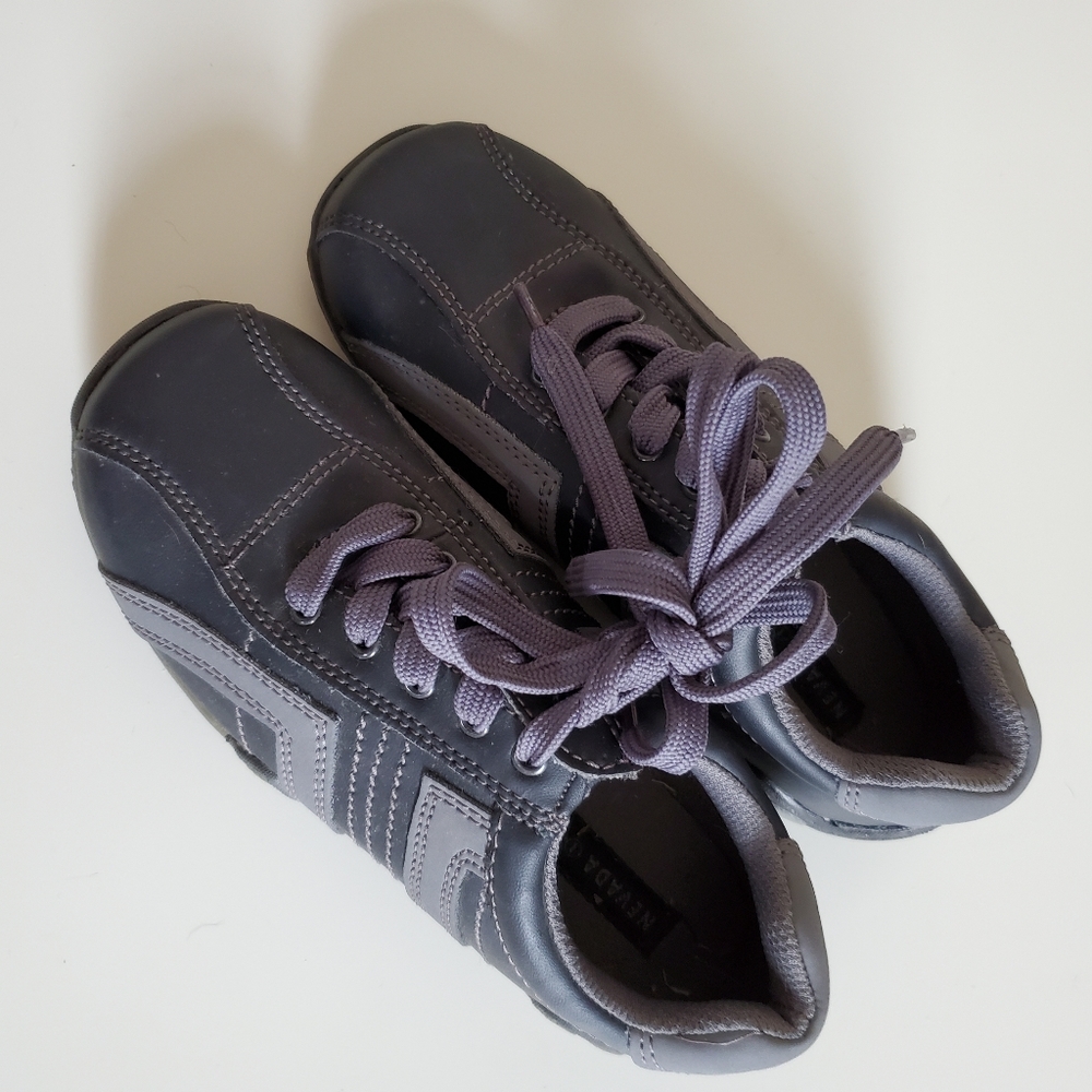 Black and grey lace up runners